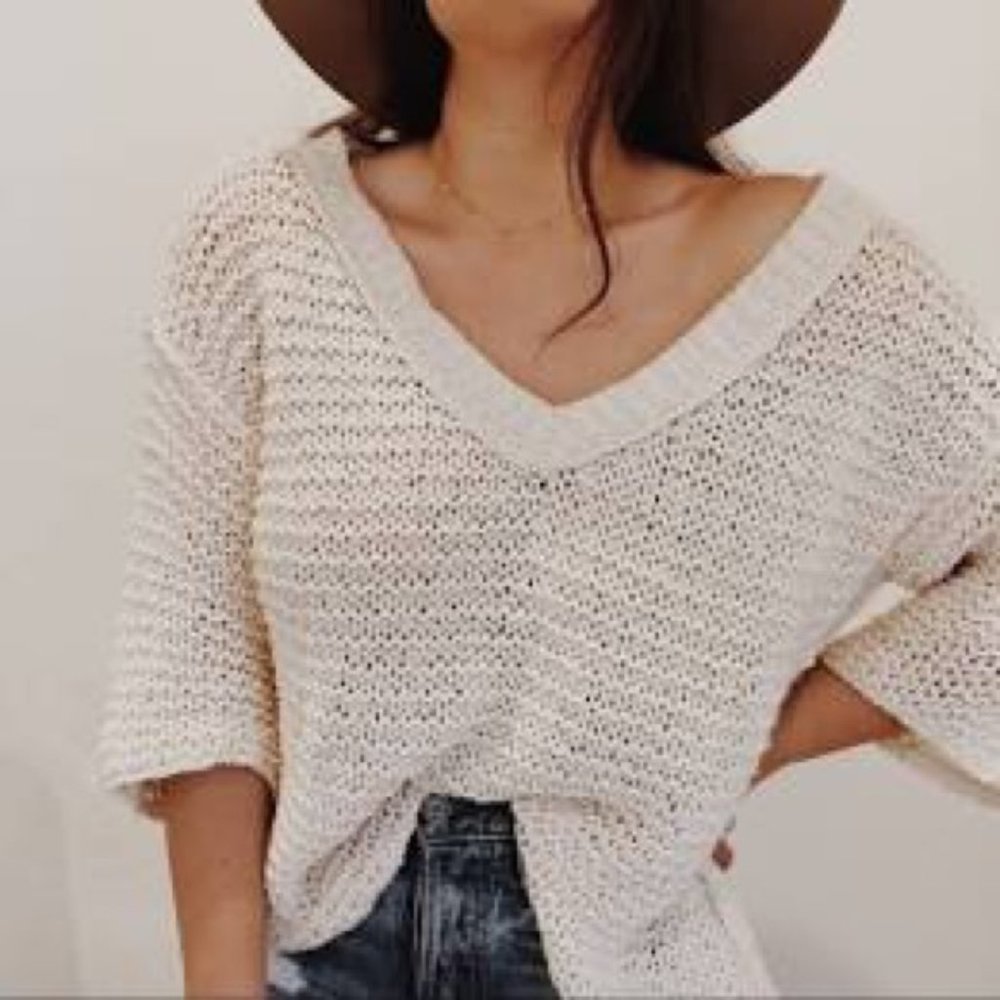 FREE PEOPLE | HIGH-LOW KNITTED | V NECK SWEATER